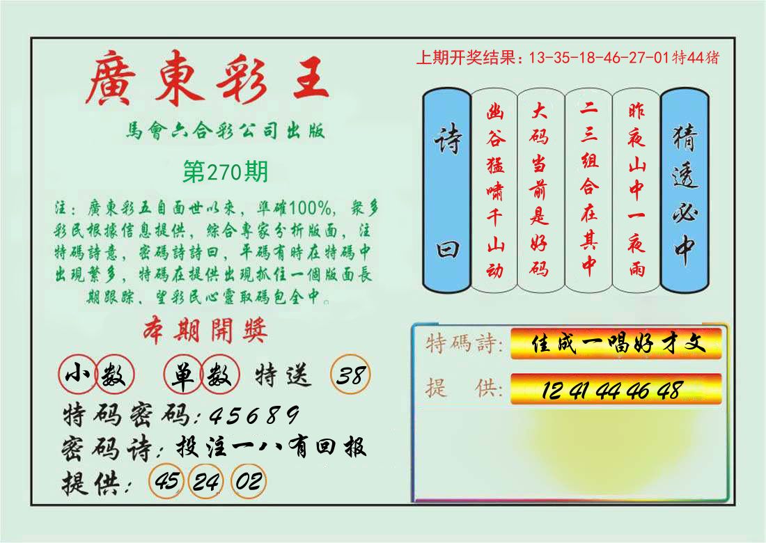 广东彩王 第270期