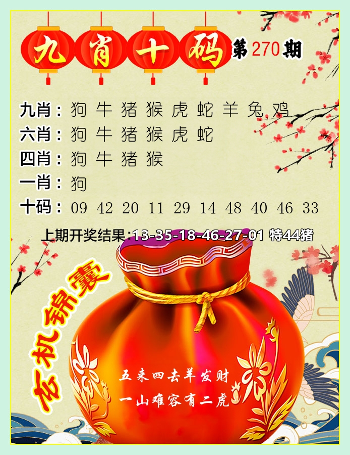 九肖十码 第269期