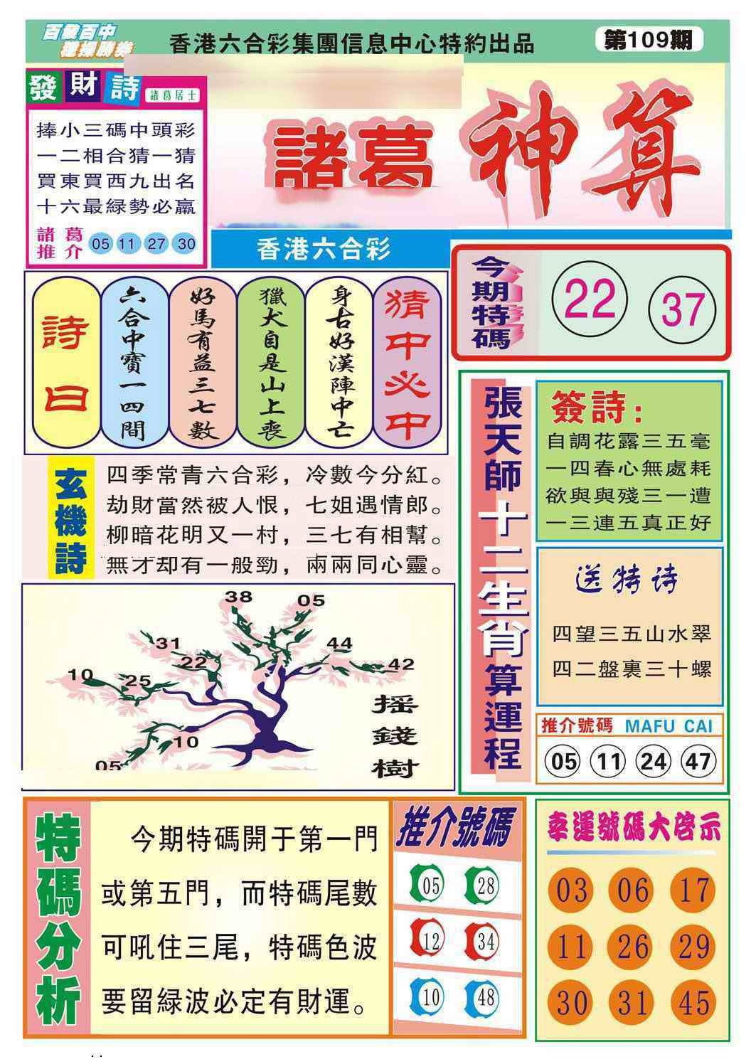 诸葛神算 第109期