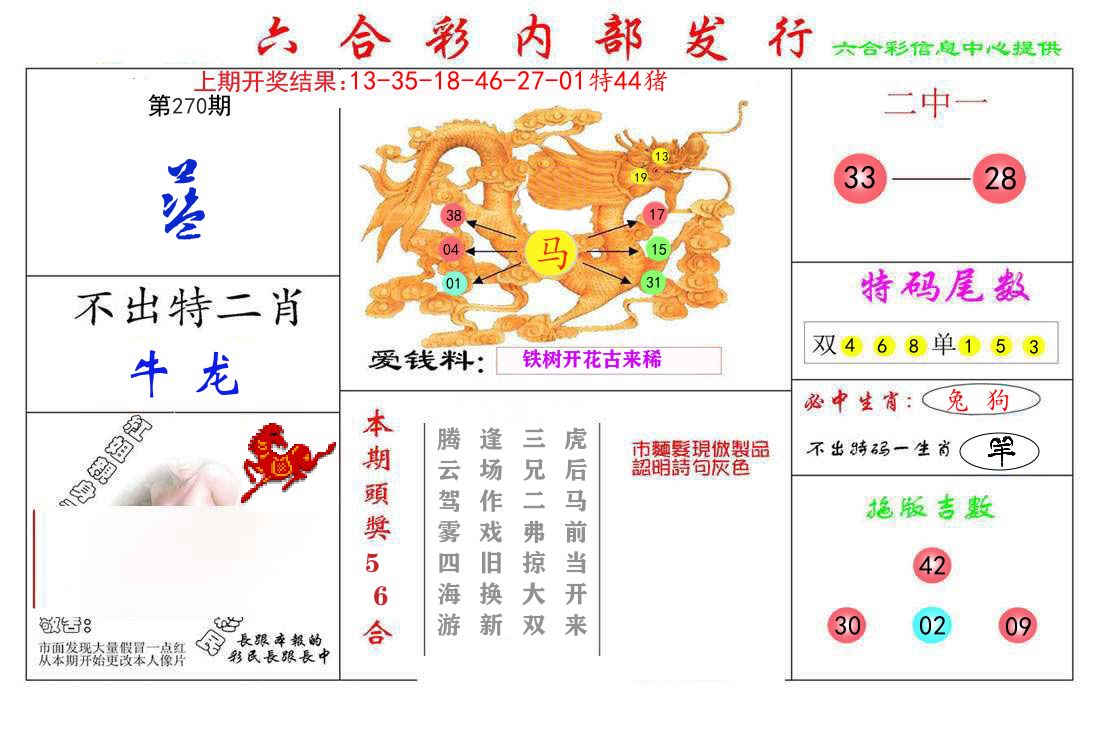 六合彩内部发行 第270期
