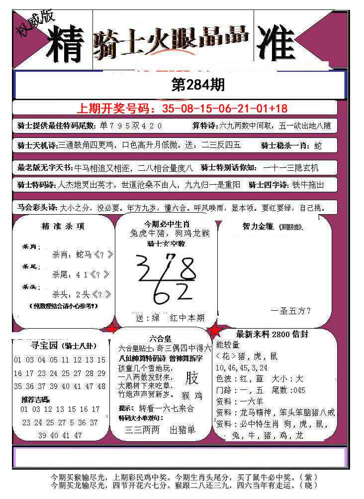 骑士火眼晶晶a 第283期