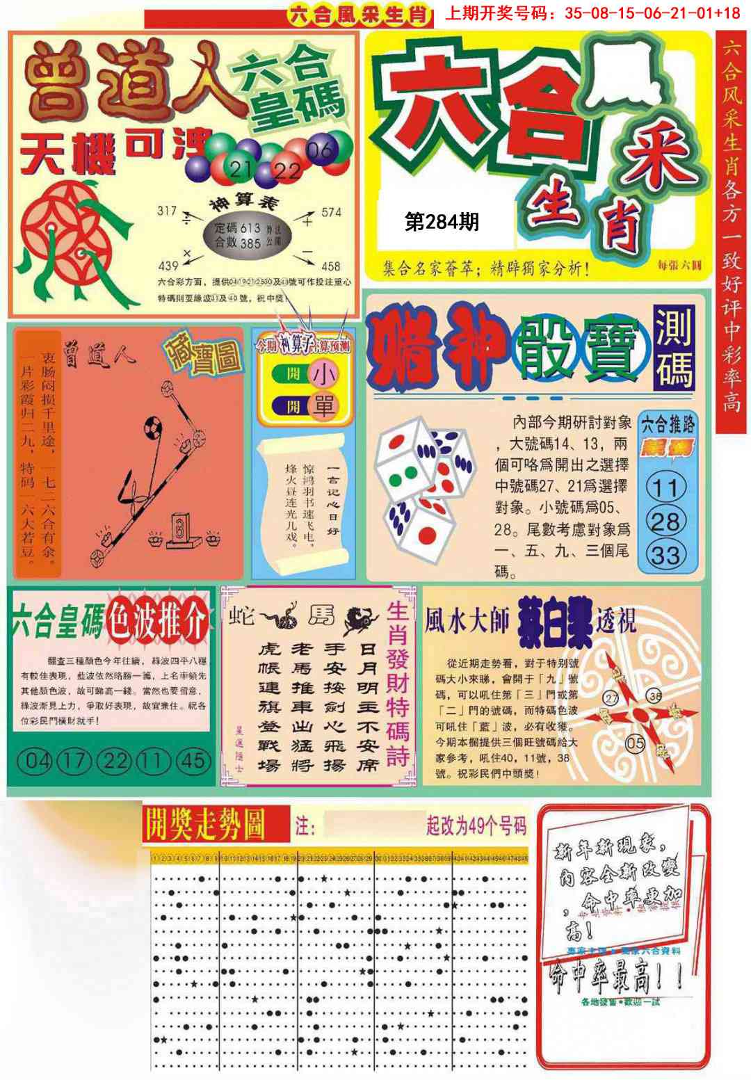六合风采A 第284期
