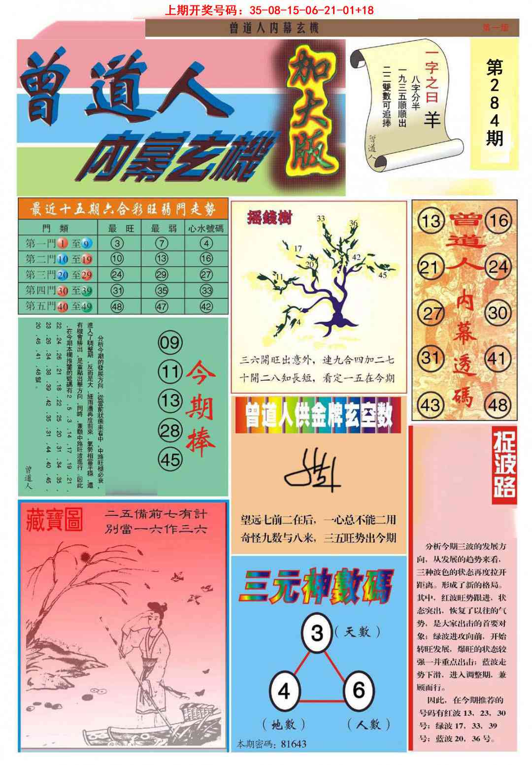 曾道人内幕A加大版 第283期
