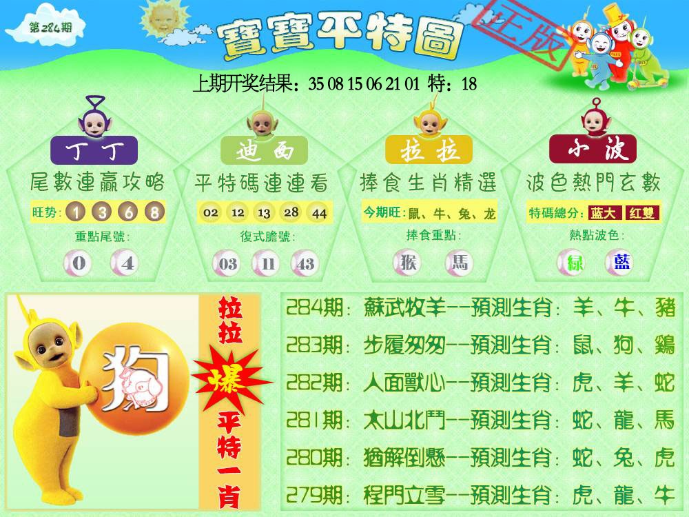 天线宝宝平特图 第283期
