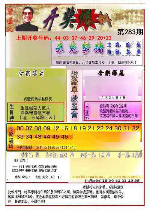 开奖爆料(新图推荐) 第283期