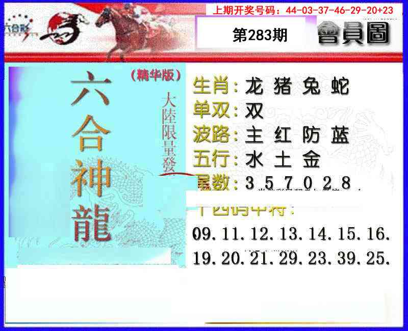 六合神龙 第283期