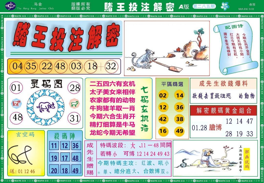 赌王投注解密 第285期