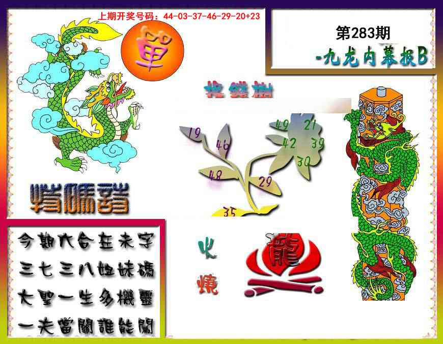 九龙内幕特肖图a 第283期
