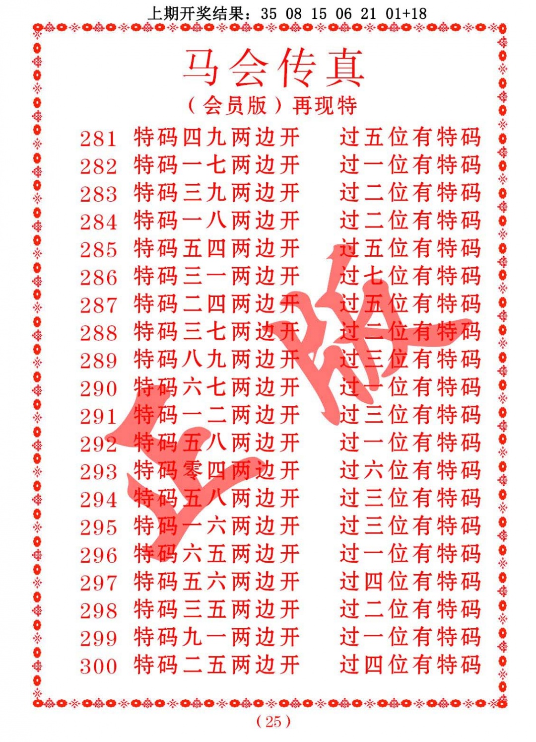 马会传真 第284期