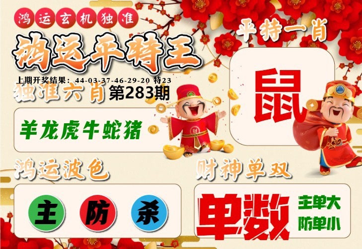 鸿运平特王 第283期