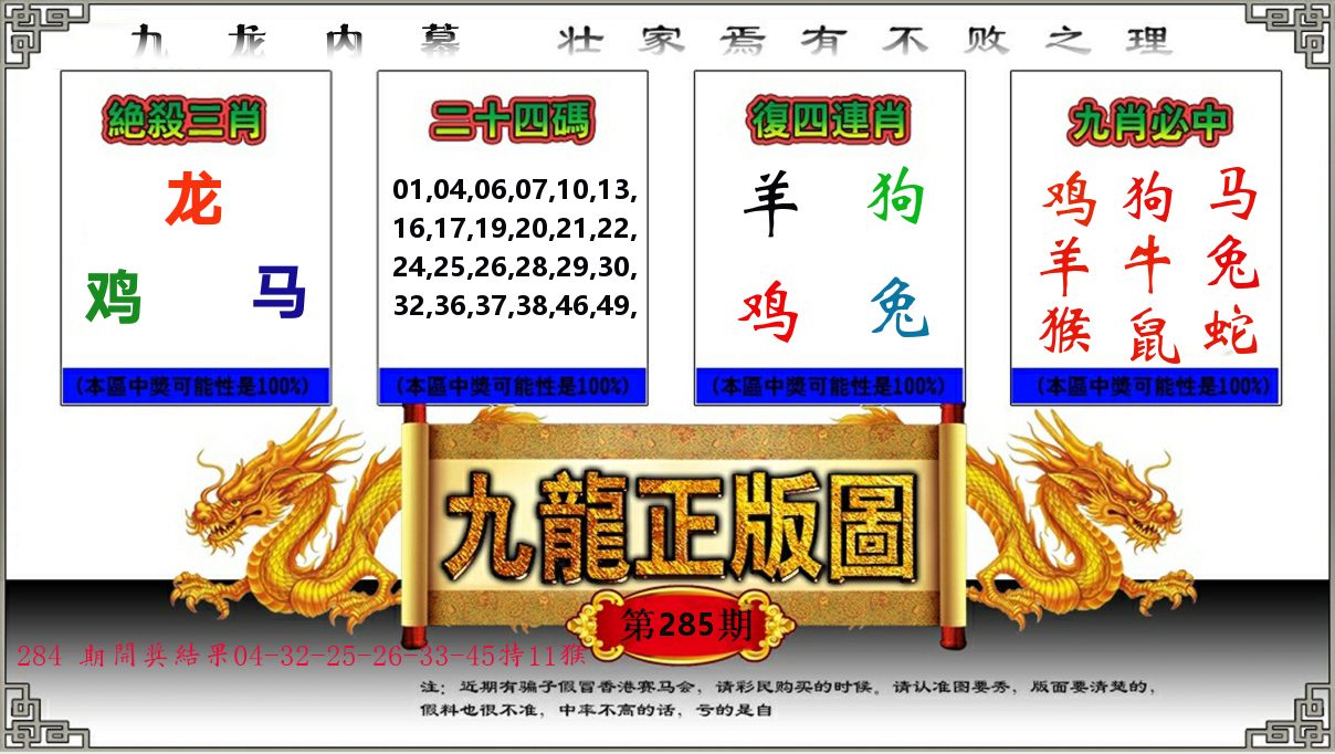 九龙正版图 第285期