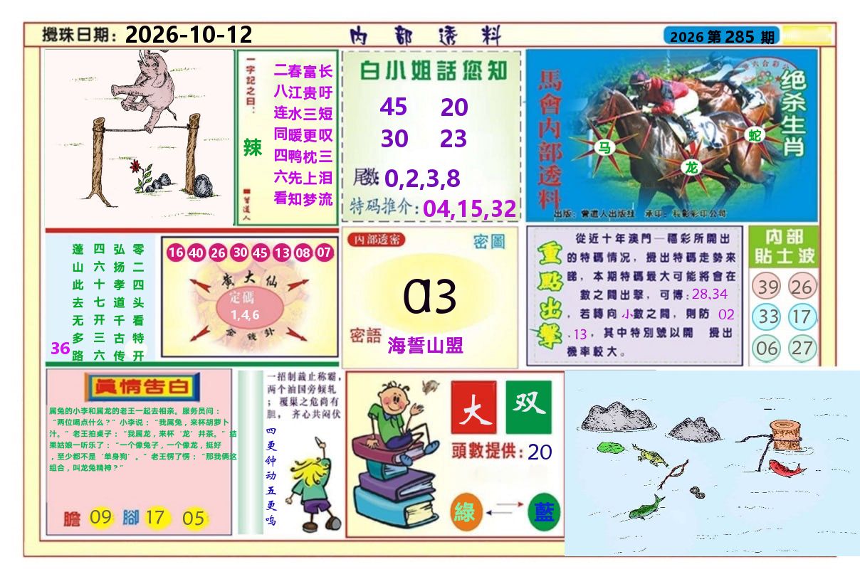 澳门内部透料A 第285期