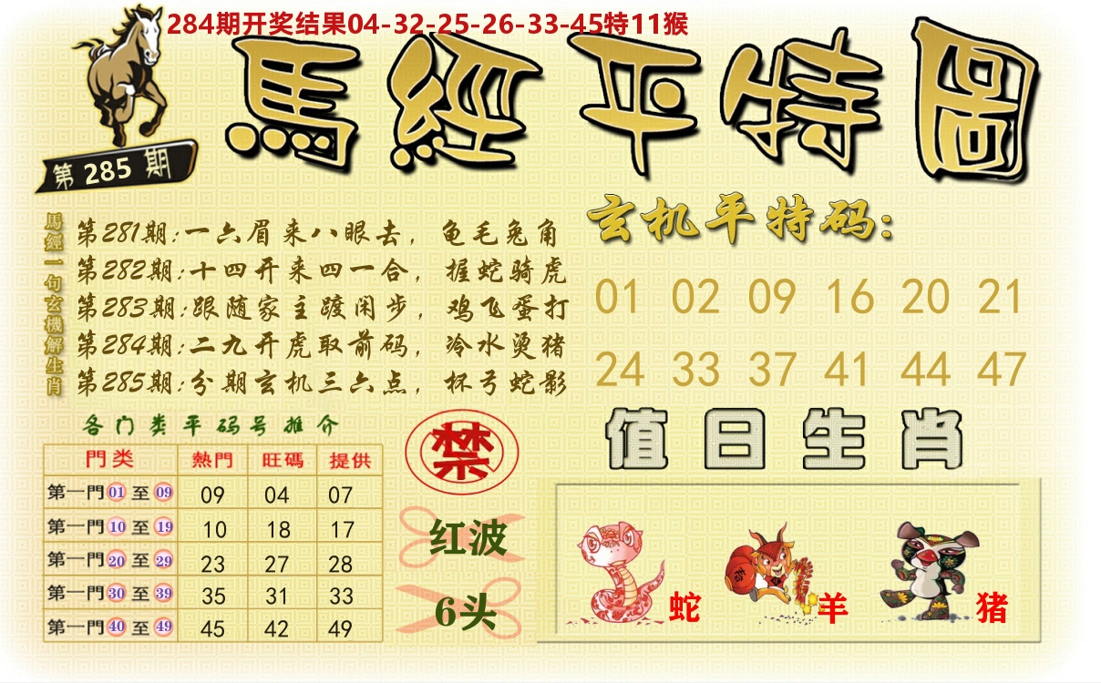 澳门平特图 第284期