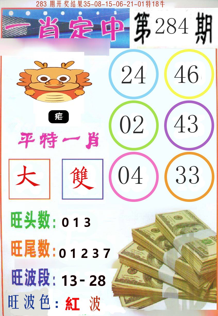 一肖定中 第284期