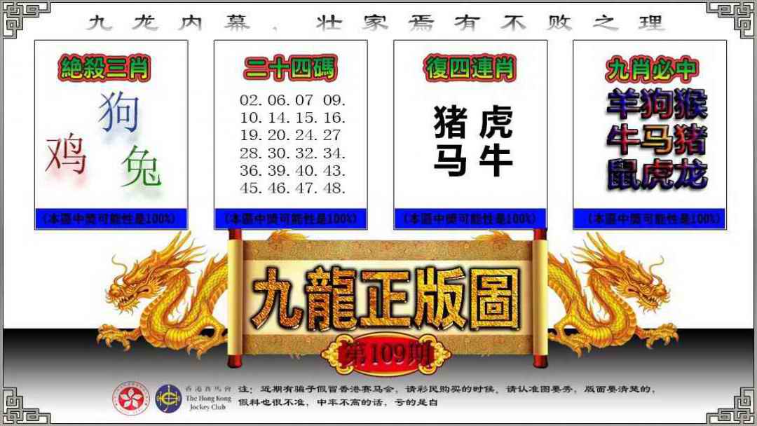 九龙正版图 第109期