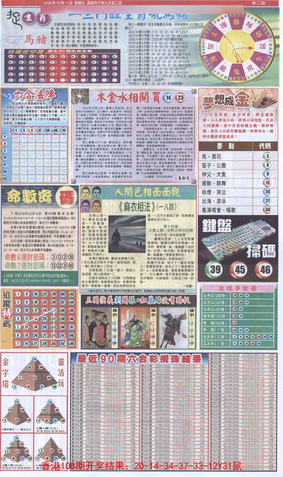 新报跑狗-2(背面) 第109期