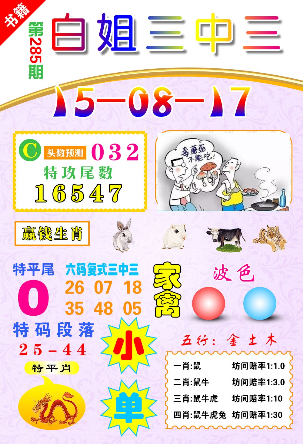 澳门白姐锦囊 第285期