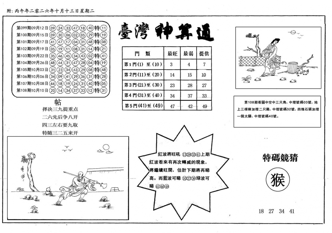 新潮汕台湾神算 第109期