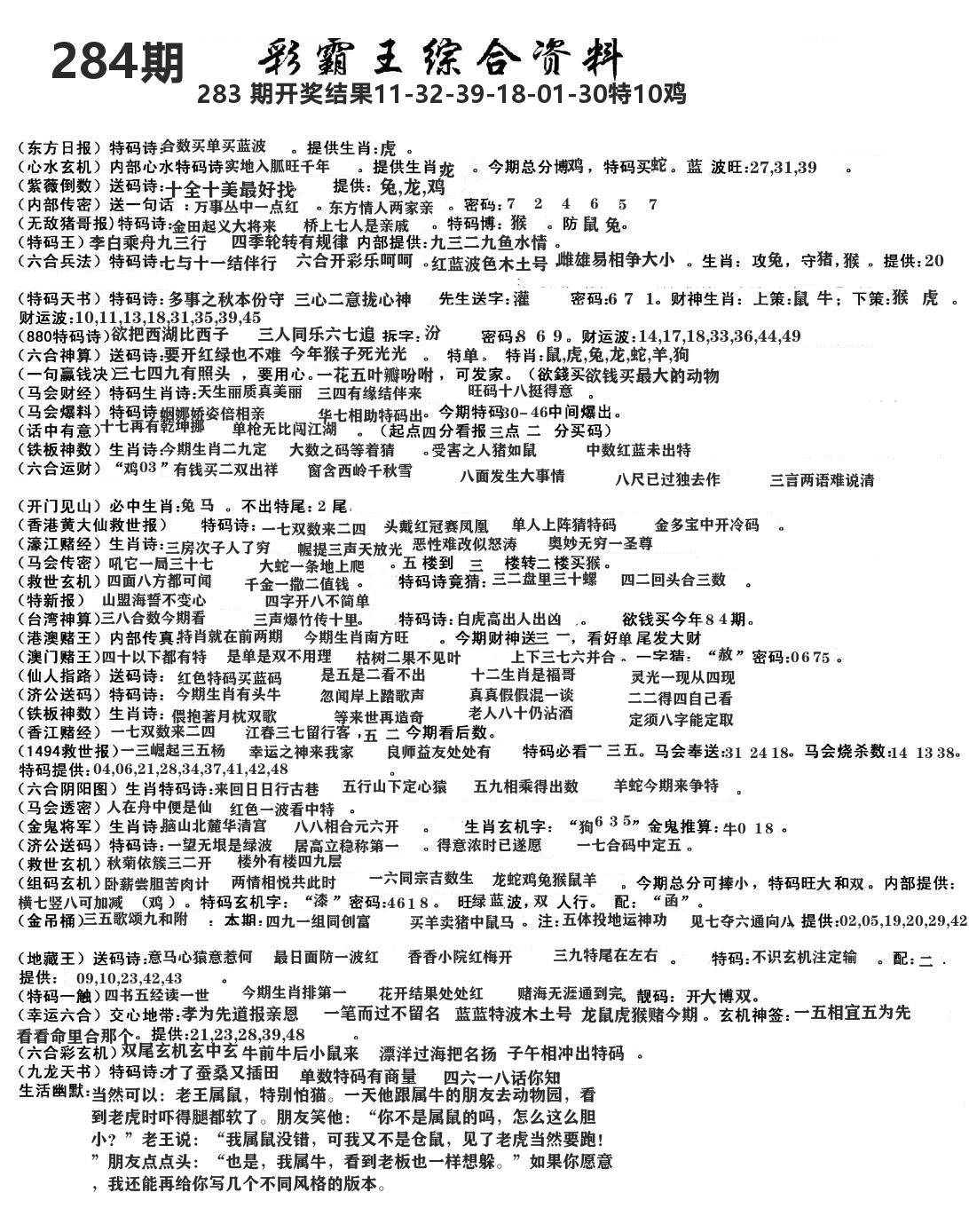 澳门综合资料 第284期