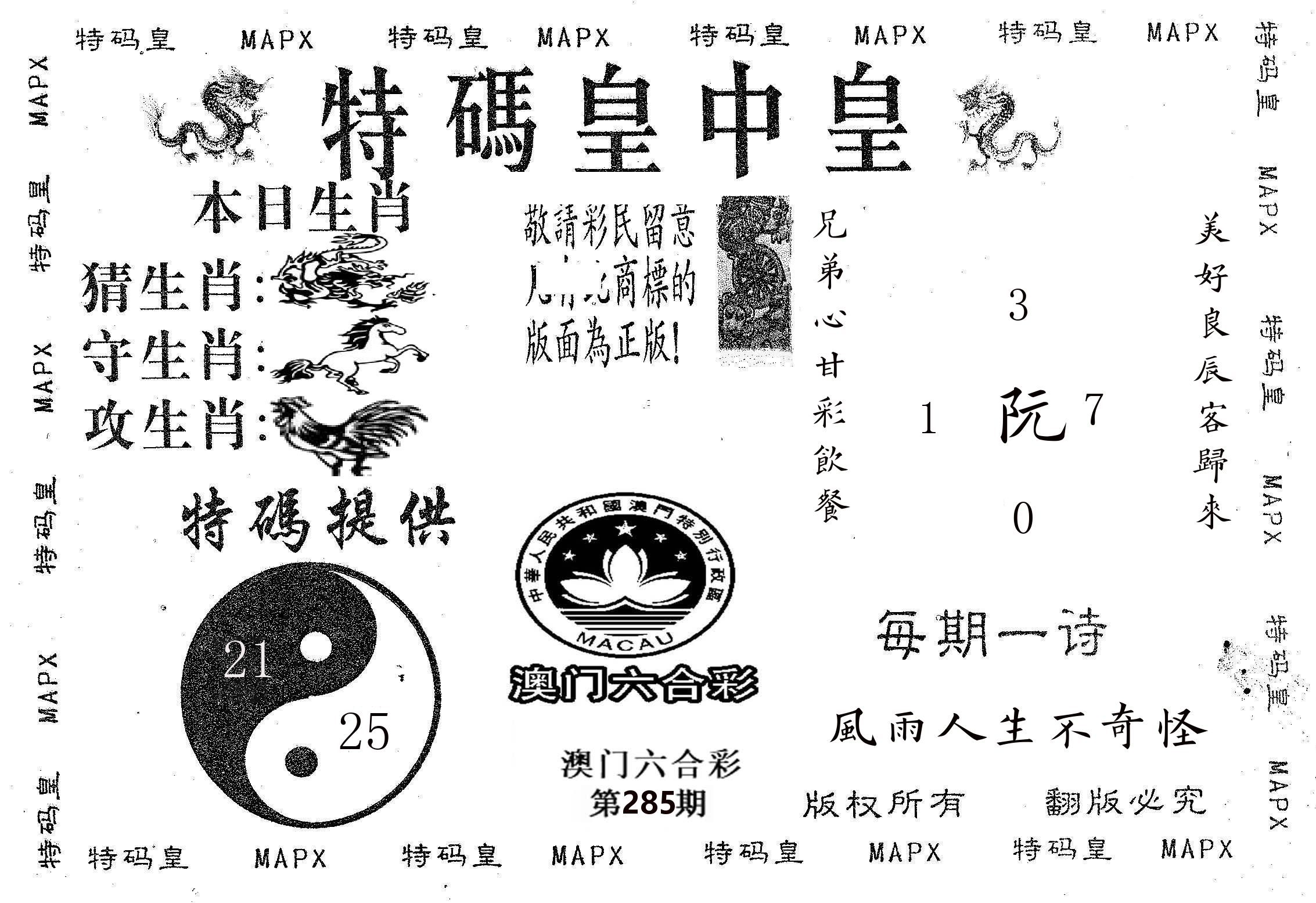 皇中皇B 第285期