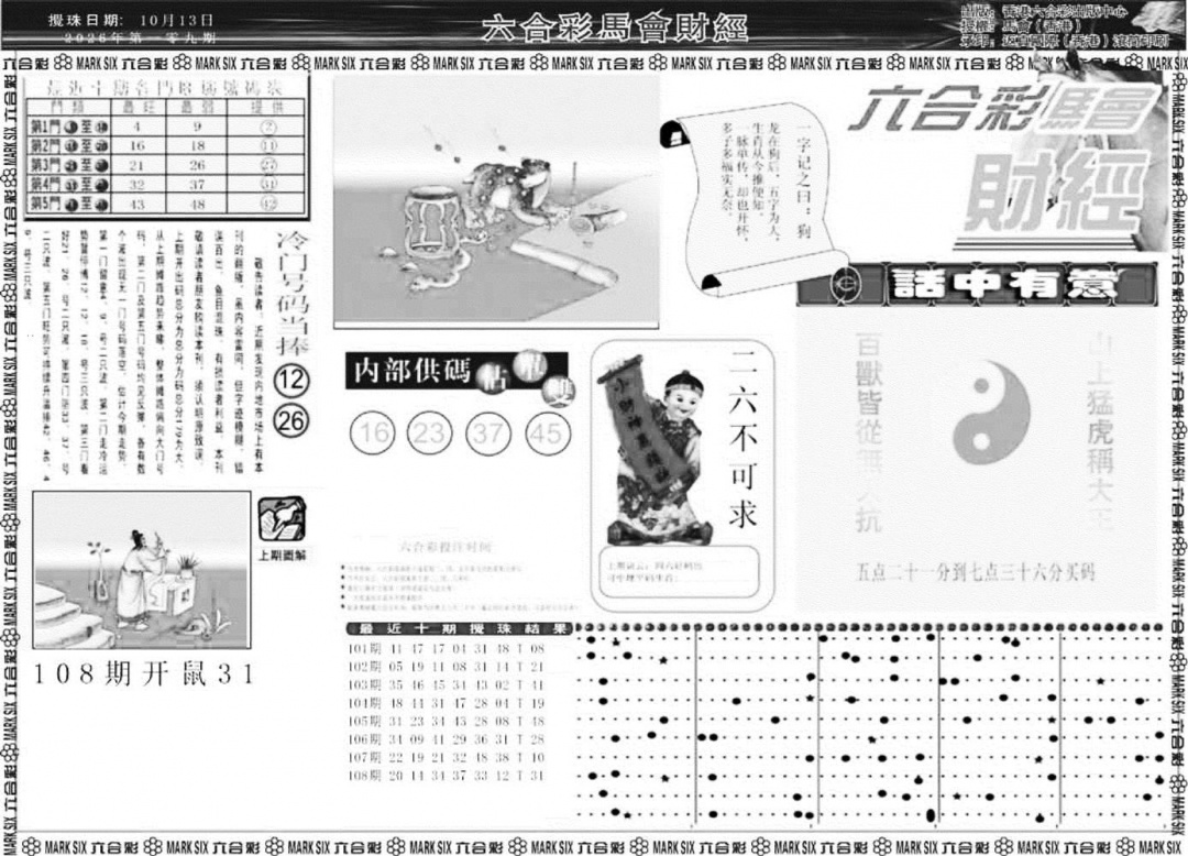 马会财经A 第108期